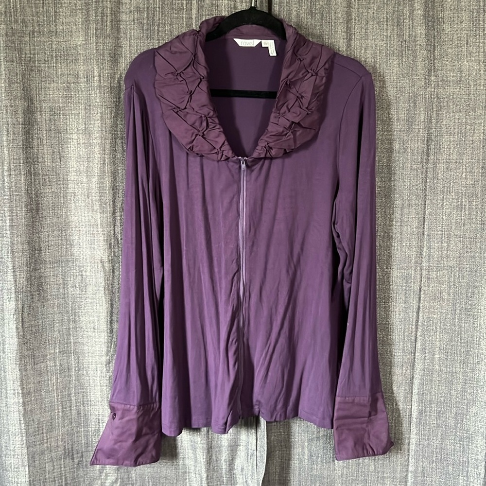 Ravel purple zip up lightweight jacket with quilted collar size XL